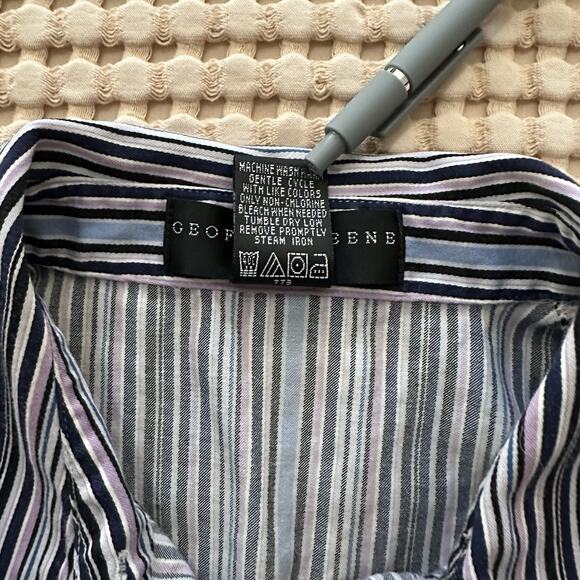 Geoffrey Beene Sport Button Up Cotton Shirt Striped Long Sleeve Collared 90s Y2K - Picture 3 of 9